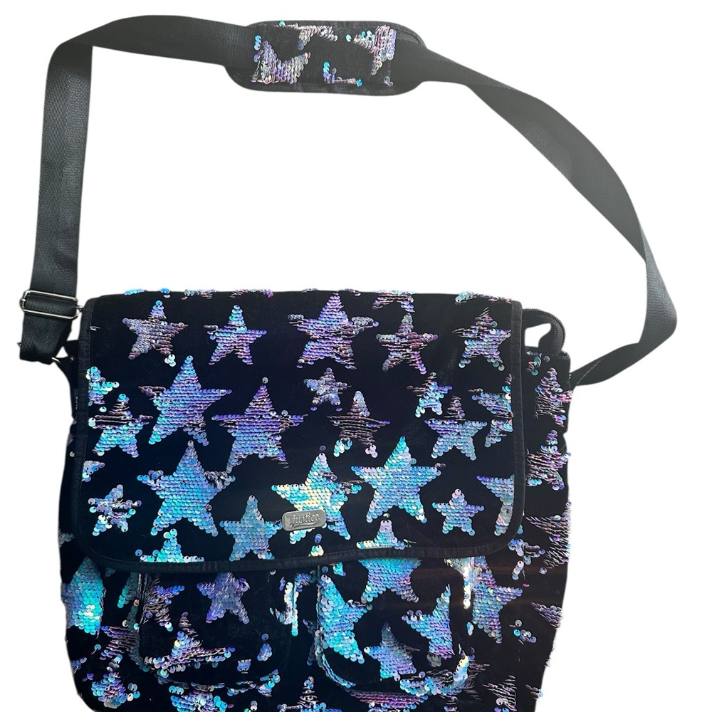 Justice Black and Purple Crossbody Bag with Star Design
